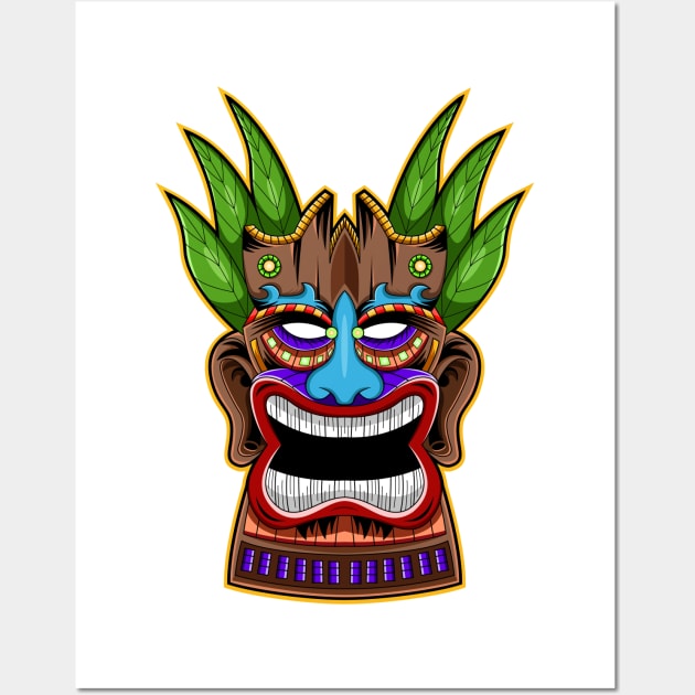 Tiki Mask Green Hair Wall Art by Mako Design 